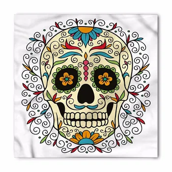

FORUDESIGNS Punk Sugar Skull 3D Printed Woman Man Square Bandanas Hair Accessories Headbands Winter/Autumn 90cm*90cm Silk Scarf