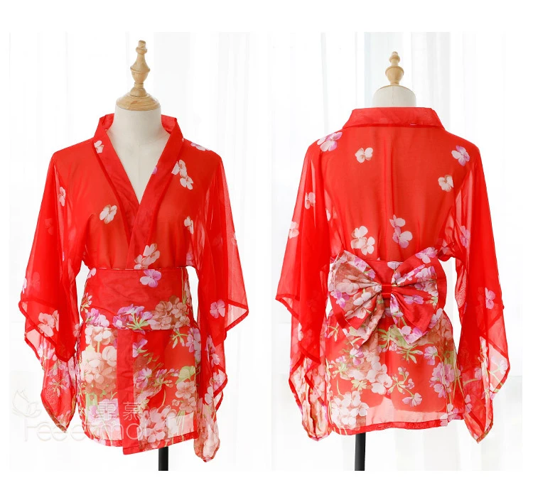 Сексуальное глубокое кимоно с v-образным вырезом японское традиционное японское женское цветочное ночная рубашка с принтом короткий купальный халат эротические плащи для спальни