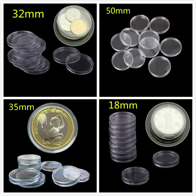 10Pcs/Box Coin Box Clear 18-50mm Round Boxed Holder Plastic Storage Capsules Display Cases Organizer Collectibles Gifts | Дом и сад