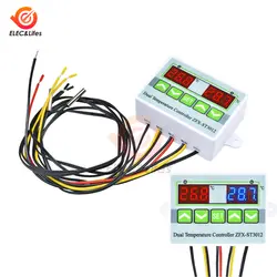 AC 220 В 110 в цифровой двойной контроль температуры ler Термостат светодиодный дисплей Temp регулятор термометр контроль переключатель двойной