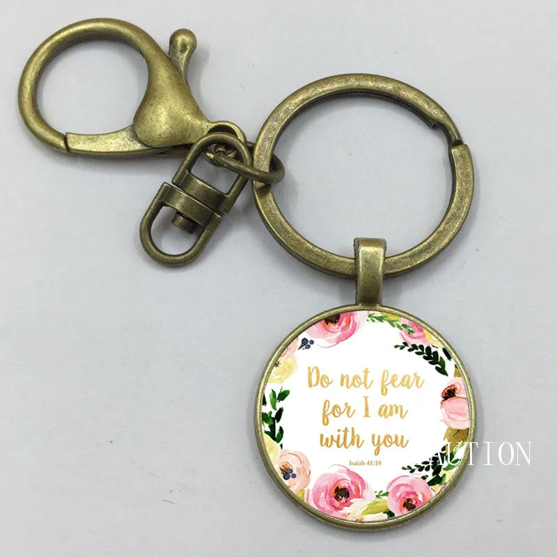 

YAUTION Do Not Fear for I Am With You Keychain Isaiah 41 10 Bible Verse Keychain Floral Inspirational Jewelry Christian Gifts