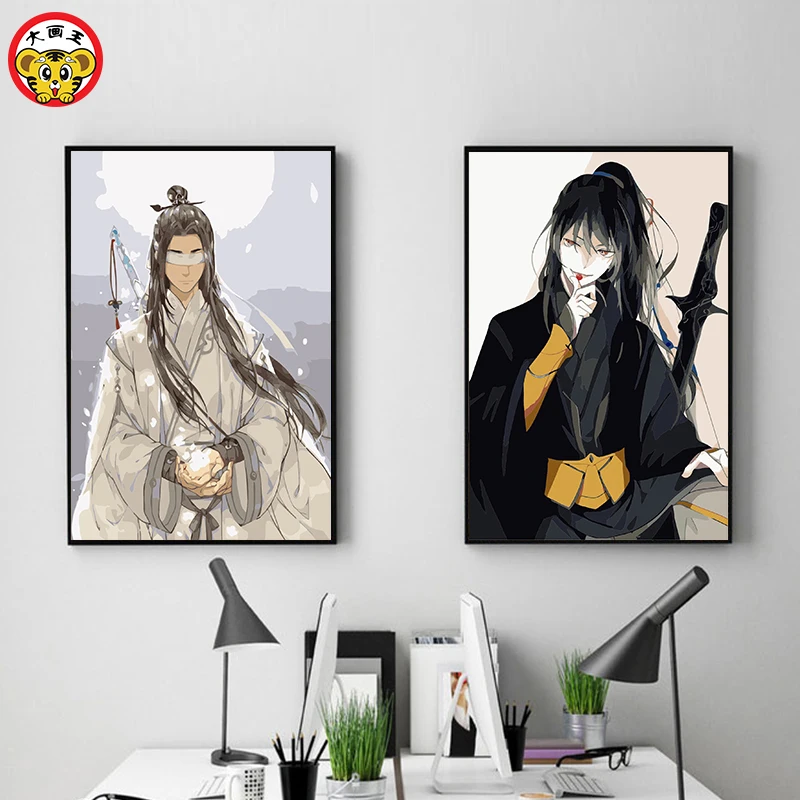 Billige Malerei durch zahlen kunst farbe durch zahl der zauberer der teufel, anime hause dekoration malerei könig DIY digitale malerei hand pa