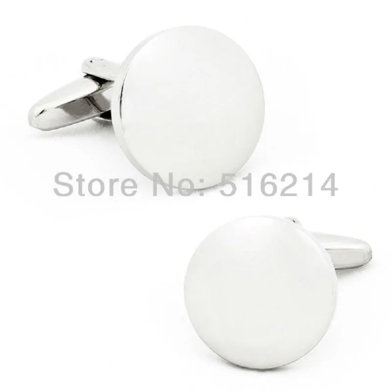 

Customize Wholesale 316L Stainless Steel Plain Round Shiny Blank Cufflinks Wedding Gift Mens Shirt Cuff links Laser Logo TG052C