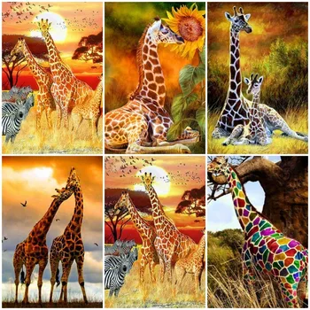 

Evershine Diamond Painting Full Square Giraffe Cross Stitch Diamond Embroidery Square Rhinestones Animals Diamond Art Home Decor