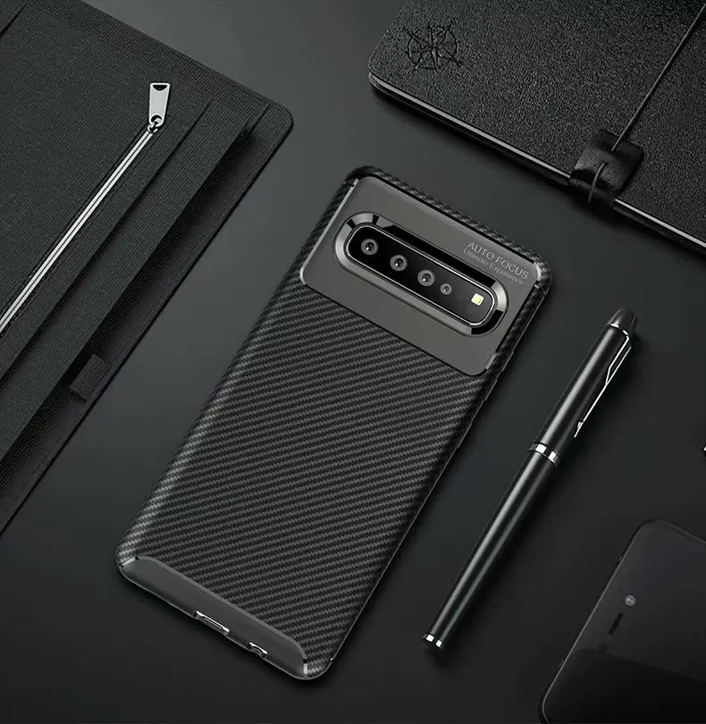 

Carbon fiber Phone Case For Samsung Galaxy s9 s10 plus lite s10e s10+ 5G Shock Absorption Ultra Silicone Cover For man