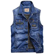 Manvelous Denim Vests Men With Many Pockets Outdoors Tactical Breathable Mesh Vest Sleeveless Jacket Casual Thin Male Vest Coat
