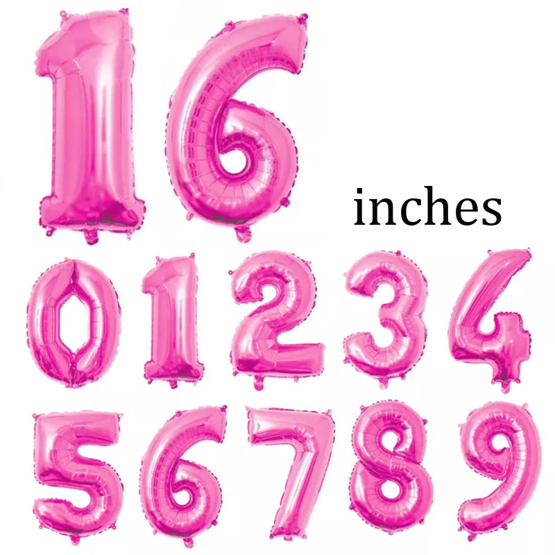 

16inch pink Number Foil Balloons Digit Helium Ballons Birthday Party Wedding Decor Air Baloonso Event Party Supplies globos