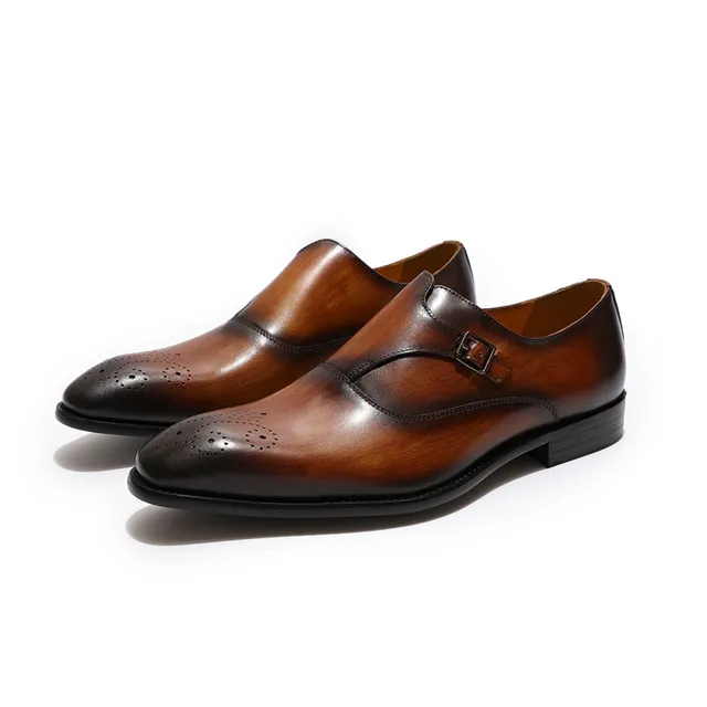 3 Colors European Style Gentleman Monk Strap Shoes Men Elegant Slip On ...