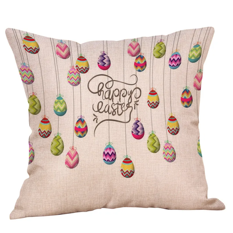 

ISHOWTIENDA Easter Cotton Square Home Office Decorative cojines Rabbit Throw Pillow Case Waist Cushion Cover Home Decor L