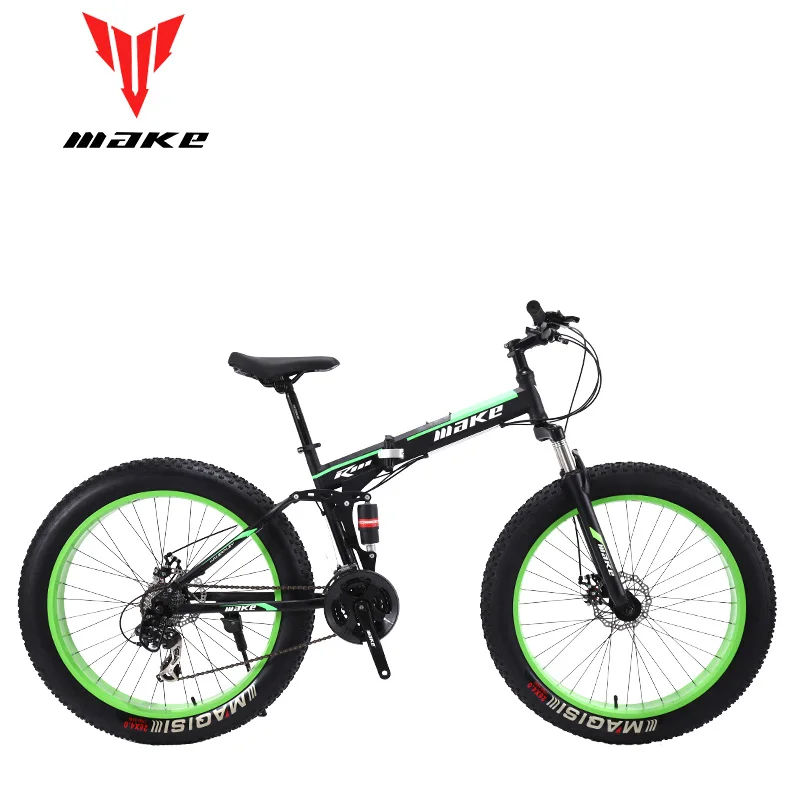 Make стальную складную рамку, Fatbike 26*4,0 колесо, 24 скорости SHIMANO - Цвет: green