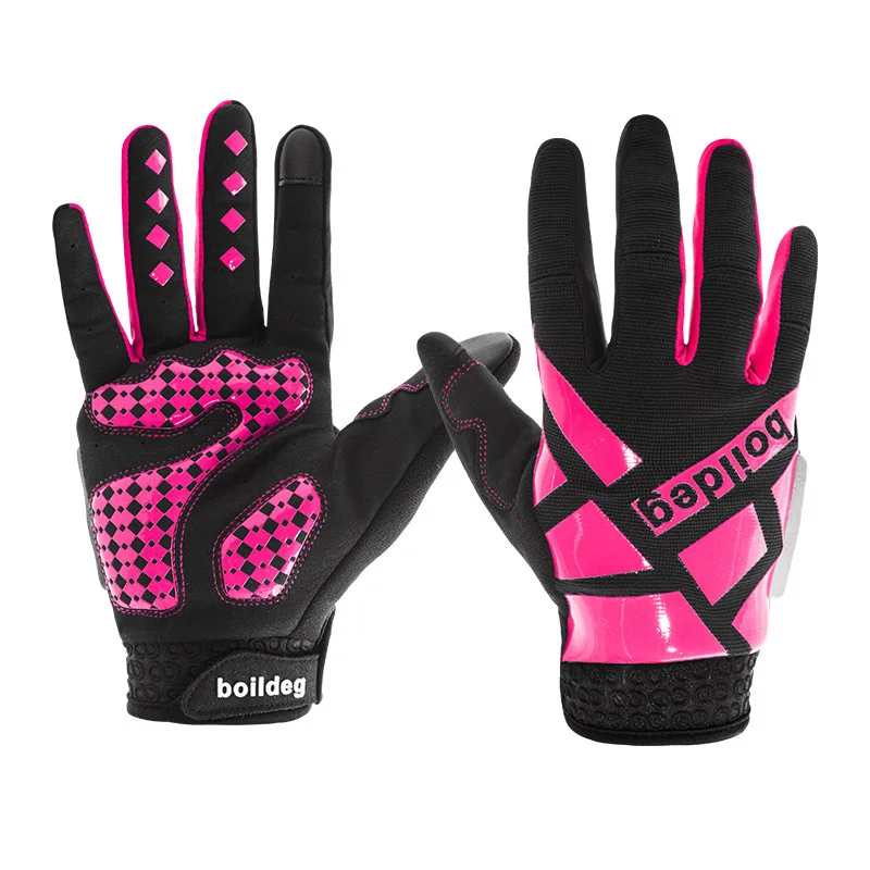 Перчатки для бега, длинные перчатки для верховой езды, силиконовые дышащие мужские женские рукавицы, велосипедные перчатки H39 - Цвет: pink