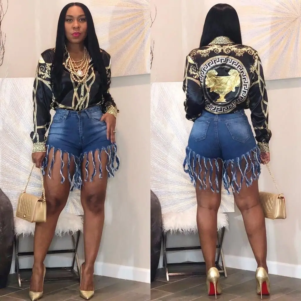

Tassels Denim Shorts Patchwork Love Pink Casual Women Fashion High Waist Beach Wear Jeans Streetwear Club Party Bodycon Short
