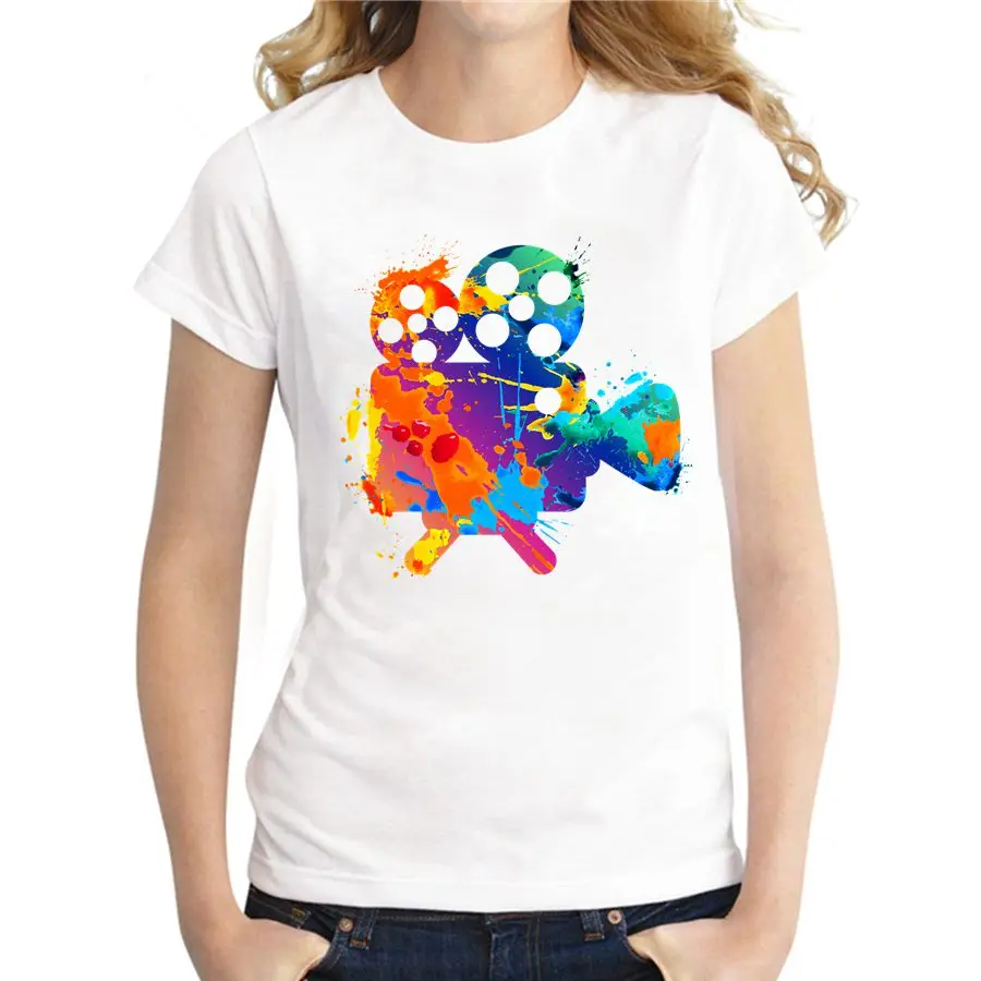 2018 New arrival fashion design Women Camera Printed T shirt famale short sleeve customized tops novelty tee