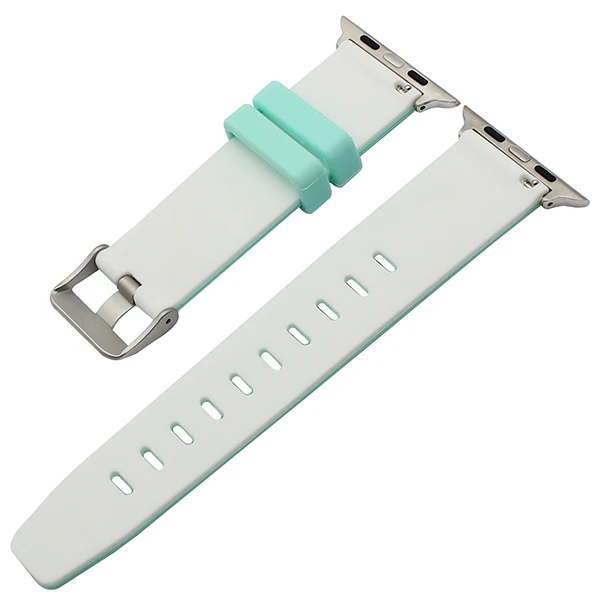 Двухцветный силиконовый ремешок для часов iWatch Apple Watch 38 мм 42 мм Резиновая лента спортивный ремешок браслет+ адаптер быстрого крепления