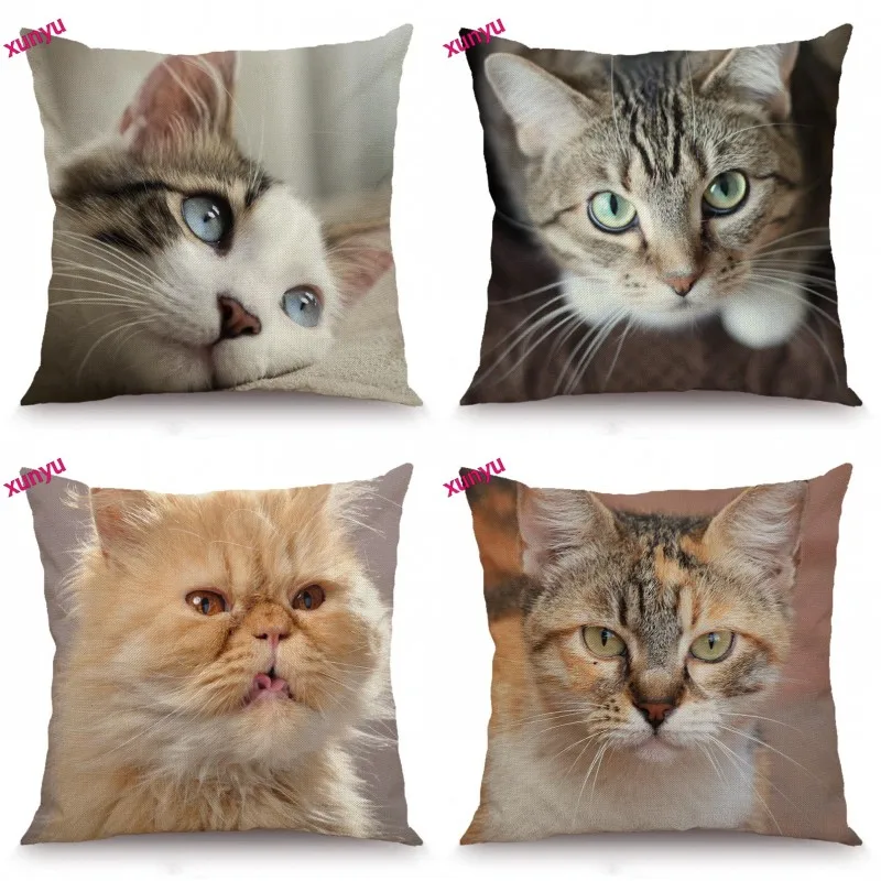 

XUNYU Cat Cushion Cover Animal Pillowcase Kids Room Decorative Throw Pillow Cover for Sofa Bedroom 45x45cm BT031