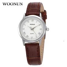 Populares de Las Mujeres Elegantes Relojes de Pulsera Woonun Logotipo de la Marca de Cuero Genuino de Cuarzo Relojes de Las Mujeres Señoras de La Manera Relojes Reloj Mujer