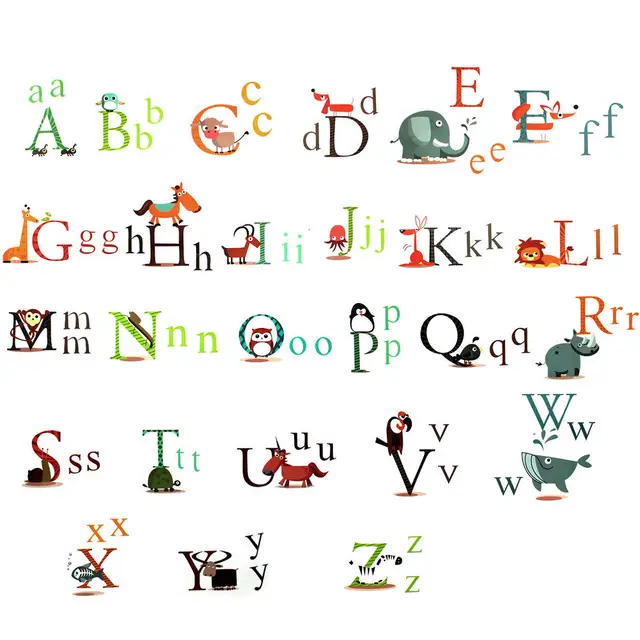 Funny 26 Animals Alphabet Educational Wall Sticker Kids Nursery Room Funny 26 Animals Alphabet Educational Wall Sticker Kids Nursery Room Decor Decal