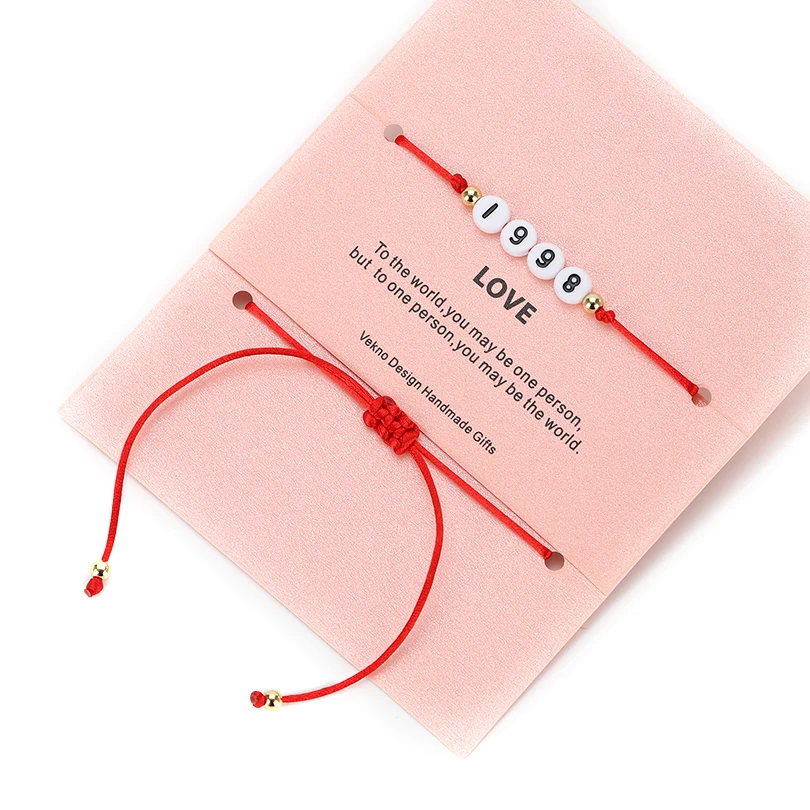 

VEKNO Lucky Braided Number Bracelet String Friendship Birthday Date Couples Bead Bracelets for Women men Children Baby Boys Girl