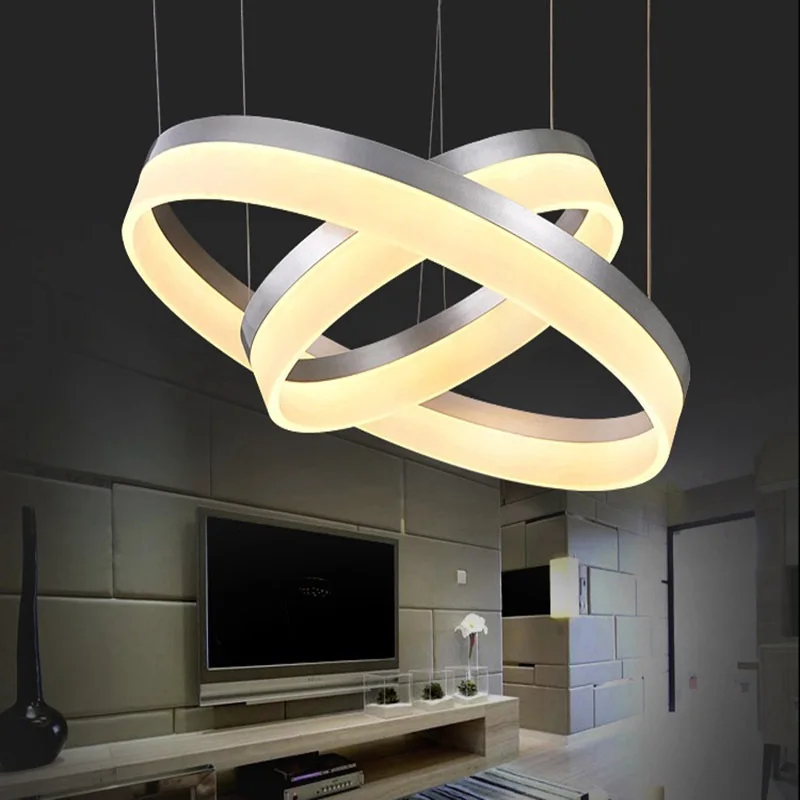 1/2/3 алюминиевое кольцо Акриловый светодиодный потолочный светильник для дома и коммерческих и офисное освещение люстры с регулируемой яркостью освещения AC110-240V