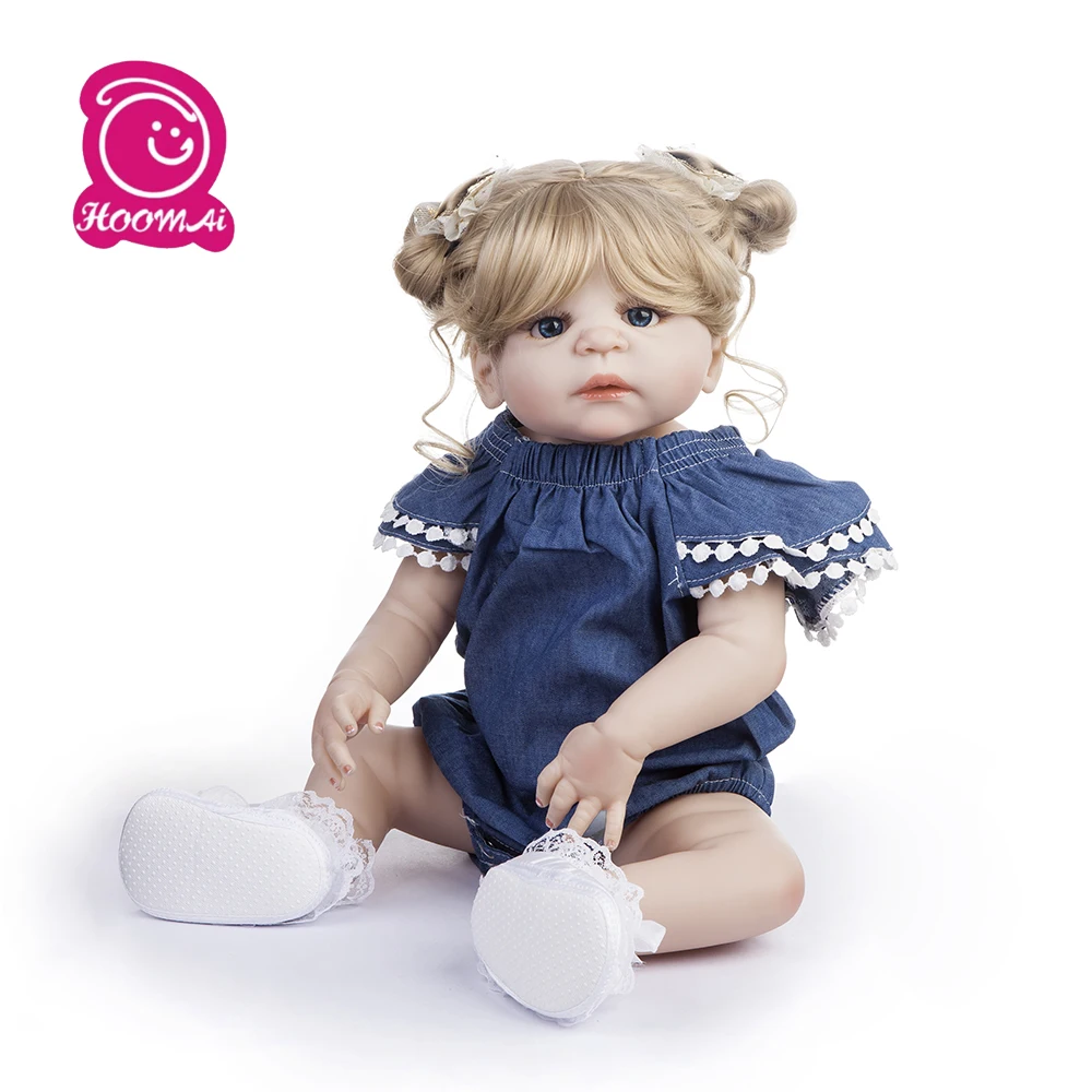 

55cm Full Silicone Reborn Baby Doll Lifelike Bebe Curly Hair Kids Toy Realistic Girl Boneca Menina lol Birthday Gifts waterproof