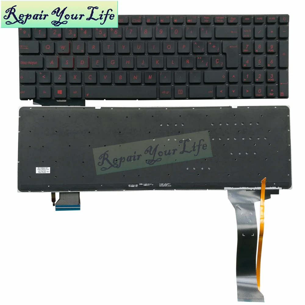 Teclado do Portátil para Asus Layout com Luz de Fundo Reparar Você Vida Gl552vw Gl552vx Gl552jx sp Teclado Espanha Vermelho Novo Gl552 Gl552vl