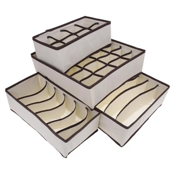 

4 PCS Set Foldable Organizer Storage Box For Bra Ties Underwear Socks