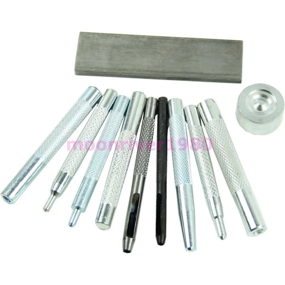 

Set of 11 Craft Tool Die Punch Snap Rivet Setter Base Kit For DIY LeatherCraft