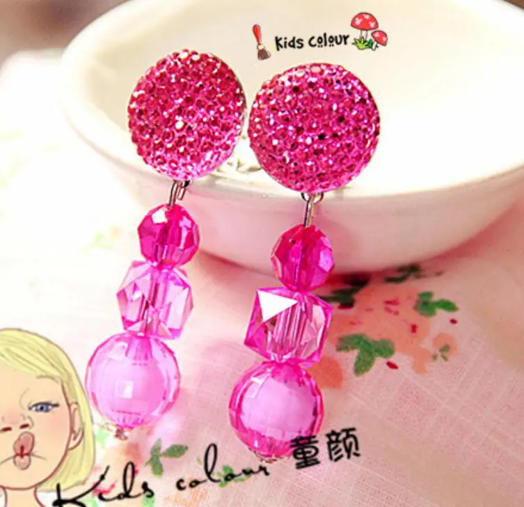 

Hot Promotion New Arrival Round Geometric Earring Children Clip Earrings Girl Resin Ear Clips FD992