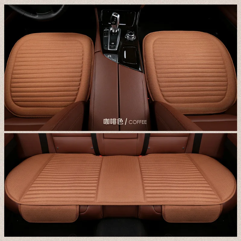 

KKYSYELVA Flax Car Seat Cover Black Seat Cushion Universal Interior Accessories