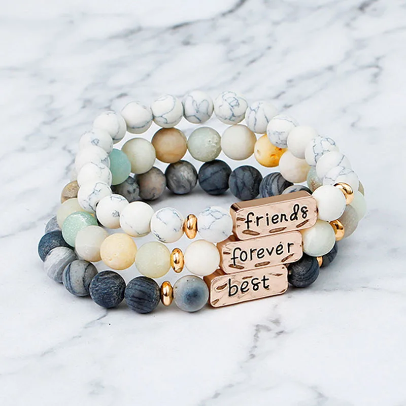 

3Pcs/Set 2019 New Best Friends Bracelets For Men Natural Stone Beads Bracelet Women Best Friends Gift For Her Gift For Him ZJ-06