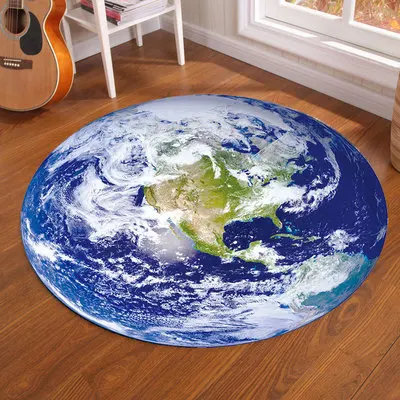 3D Galaxy Earth Moon круглый ковер для гостиной Противоскользящий спальни детская