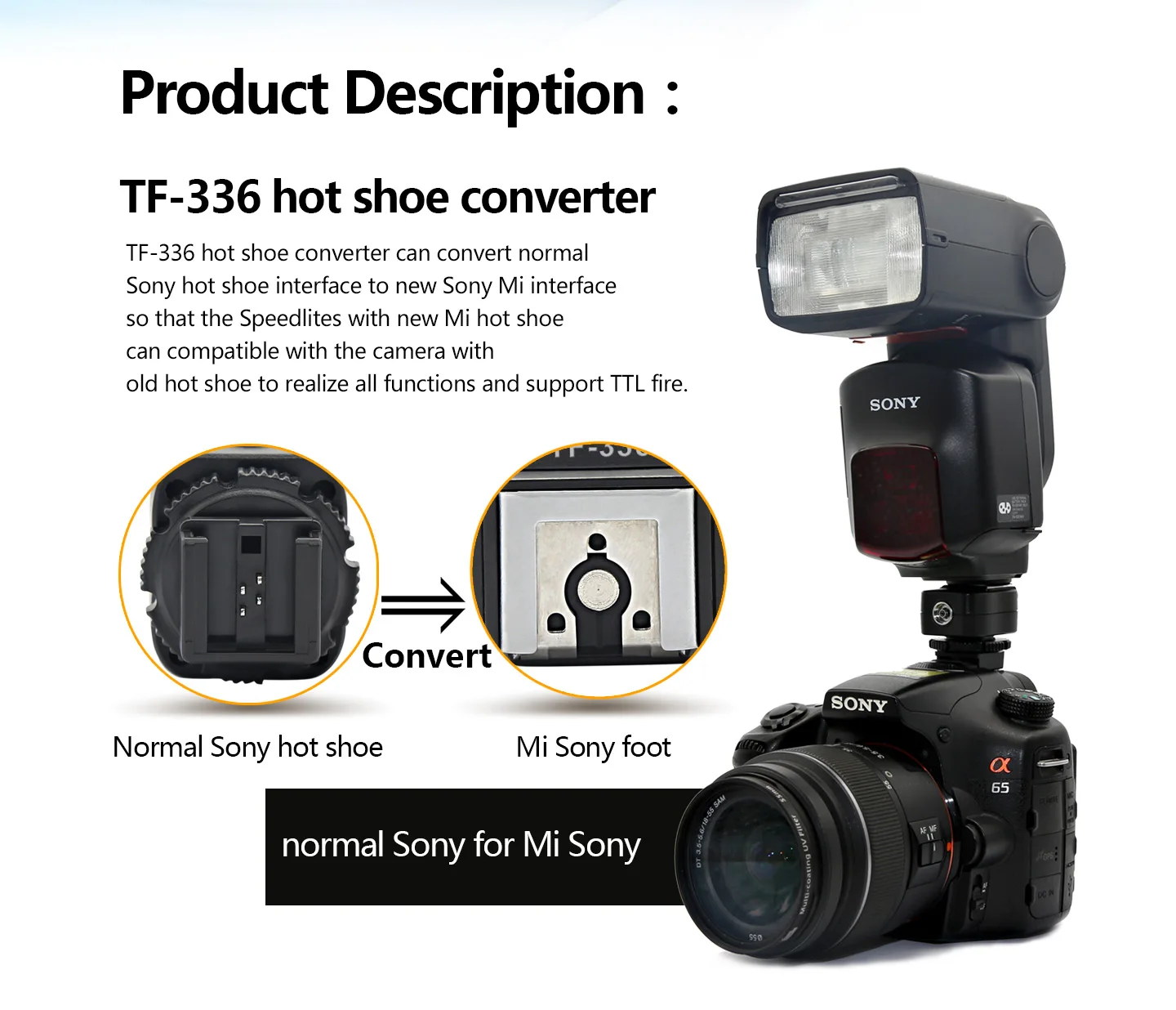 Pixel TF-336 ttl адаптер Горячий башмак конвертер с ПК порт конвертеринг для sony нормальный горячий башмак камеры использовать Mi Горячий башмак вспышки