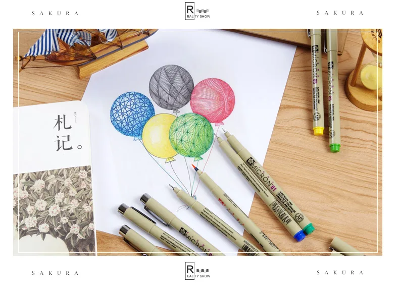 Sakura Pigma Micron тонкая грань ручка комплект для детей 3, 4, 9 разных Цвета профессиональный художественный маркер для манги Comic Pro Кисть для подводки ручка Набор для рисования