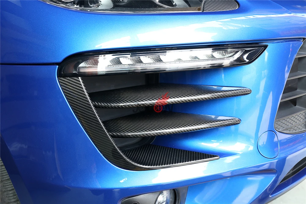 

Car Front Fog Light Bezel Lip Splitter Trim For Porsche Macan 2014-2018 Real Carbon Fiber 6pcs
