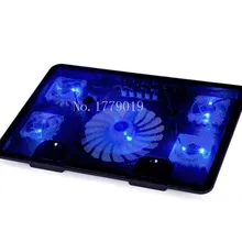 Горячая подлинный 5 Вентилятор 2USB кулер для ноутбука охлаждающая подставка База Светодиодный кулер для ноутбука USB подставка с вентилятором для ноутбука 10 ''-17''