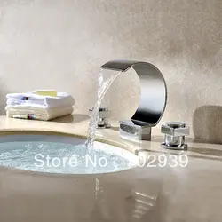 3 частей ванная миксер кран водопад большое расстояние между отверстиями lavtory умывальник кран современный дизайн
