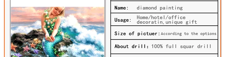 5d diamond painting mermaid fairy girl little princess full crystal handicraft canvas wall decor cross stitch beaded embroidery2061_02