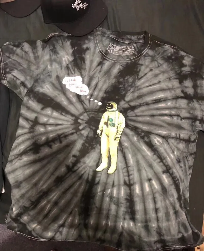 Новая ASTROWORLD Трэвиса Скотта TIE DYE футболка с длинным рукавом для мужчин и женщин 1:1 лучшее качество мода Casaul ASTROWORLD футболки