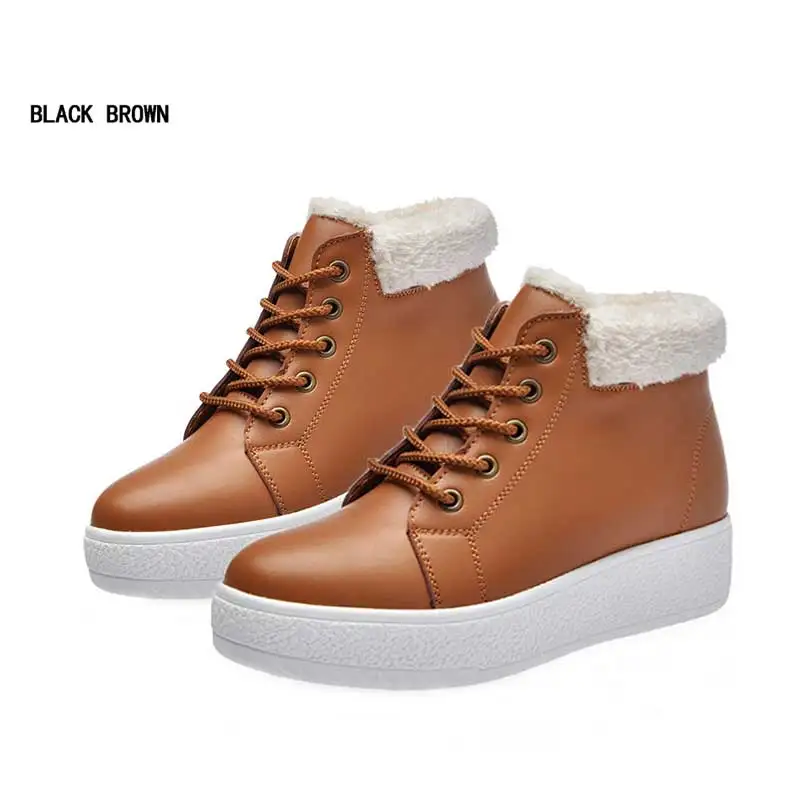 

Winter Women's Leather Boots Woman Warm Boot With Velvet Female Sport Runing Shoes Ladies Casual Shoes Black Brown Woman Boots