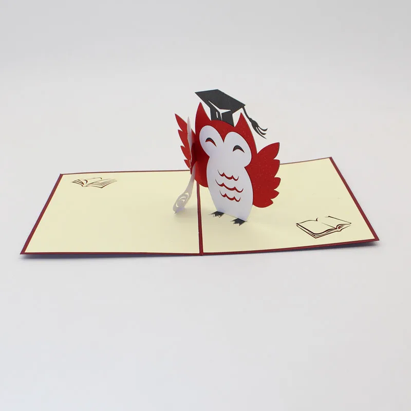  1pcs 3D Creative Doctor Hat Scissor Cut Crafts DIY Wedding Party Greet Cards Cute Owl Birthday Invi - 32987240326