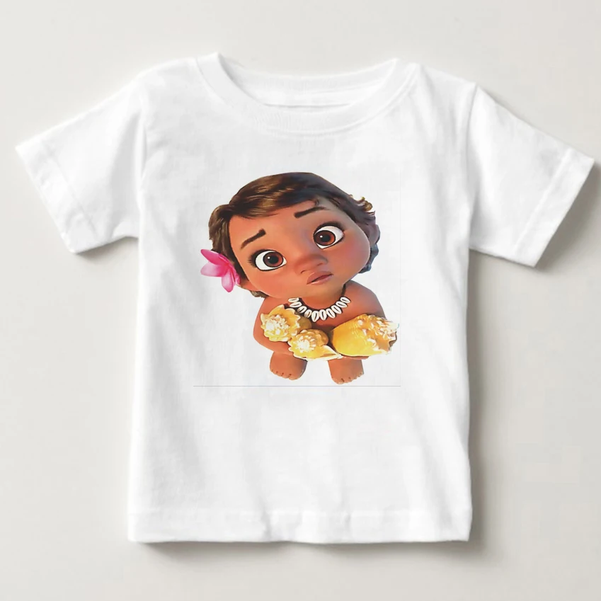 Новая футболка для мальчиков и девочек, детские футболки, детские рубашки для девочек с мультяшным принтом Moana Ocean Romance детей короткий рукав Vaiana футболка Топы