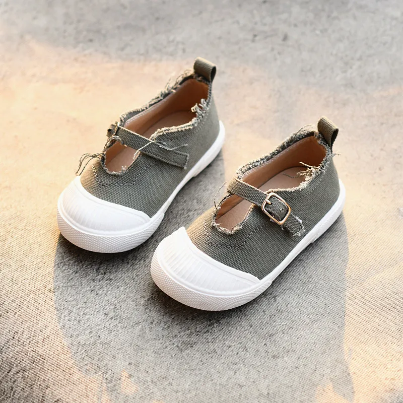 

Kids Casual Shoes Canvas Cloth Solid Color Girls Yellow Flats Hook Loop Soft Sole Anti-slip Round Head Spring Autumn Shoes 21-30