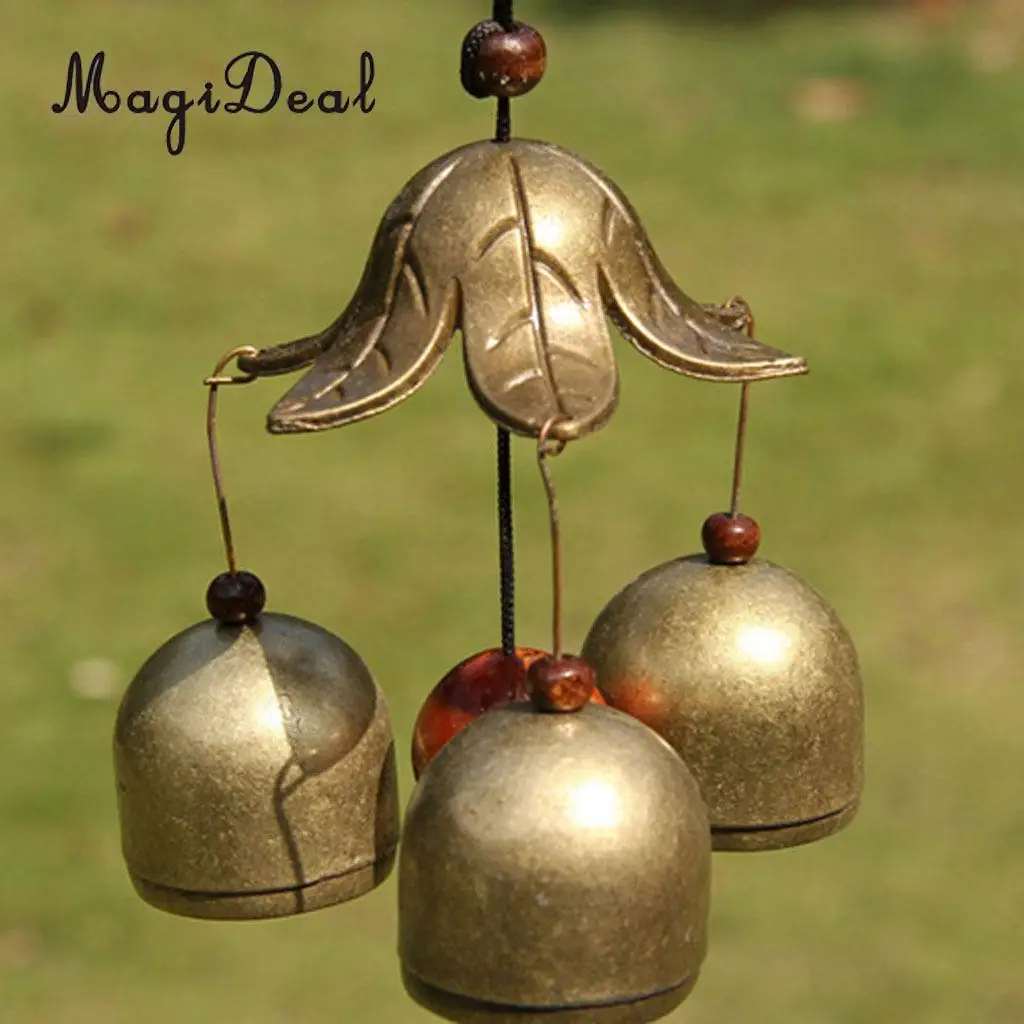 MagiDeal Chinese Fish Lotus Pond Metal Bell Lucky Feng Shui Hanging Charm Wind Chime Craft Home Car Hanging Decor