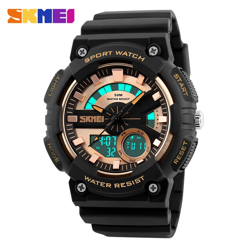 2017 New Men Multifunction Outdoor Wristwatch LED Dual Display Sports Quartz Watches Chrono Waterproof Relogio Masculino 