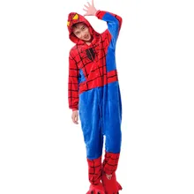 Взрослый фланелевый кигуруми супергерой Человек-паук косплей костюм унисекс комбинезоны пижамы Хэллоуин карнавал маскарад Вечерние Комбинезоны