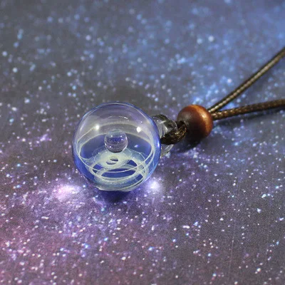 Звездное небо стекло ожерелье с шариком Вселенная цветная Глянцевая подвеска модные украшения для влюбленных поверхность белый подарок на день рождения - Цвет: 9