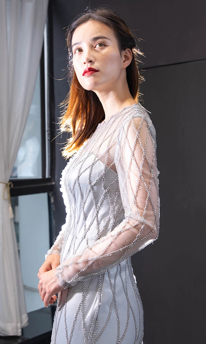 J66861 jancember elegant mermaid evening dresses long sleeve o-neck appliques formal dress women with train sukienki wieczorowe J66861 jancember elegant mermaid evening dresses long sleeve o-neck appliques formal dress women with train sukienki wieczorowe