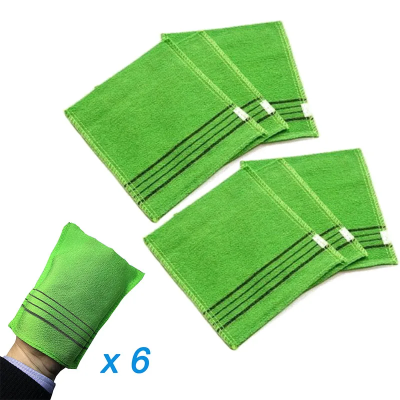 6 шт. 14*15 см полотенца для душа перчатки для уборки двухсторонние полотенца зеленые удаляют омертвевшие клетки кожи и очищают тело кожи