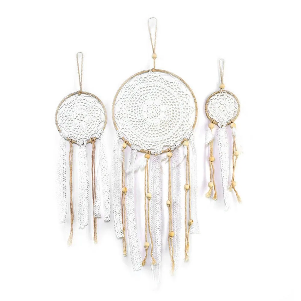 3 unids/set atrapasueños hechos a mano estilo indio tejido pared colgante decoración blanco atrapasueños boda fiesta colgante Decoración 3 unids/set atrapasueños hechos a mano estilo indio tejido pared colgante decoración blanco atrapasueños boda fiesta colgante Decoración