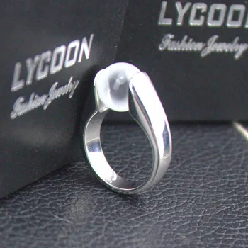 

LYCOON high quality fashion luxury opal jewelry women ring stainless steel with 10mm round opal rings for party six color choose